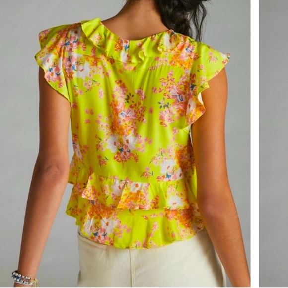 Anthropologie NWT Maeve Ashlee Ruffled Blouse Size 6. - Picture 2 of 9